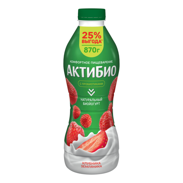Биойогурт питьевой Актибио клубника-земляника 1,5%